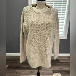 By Anthropologie Cream Wool Sweater Women’s XS Oversized Fit